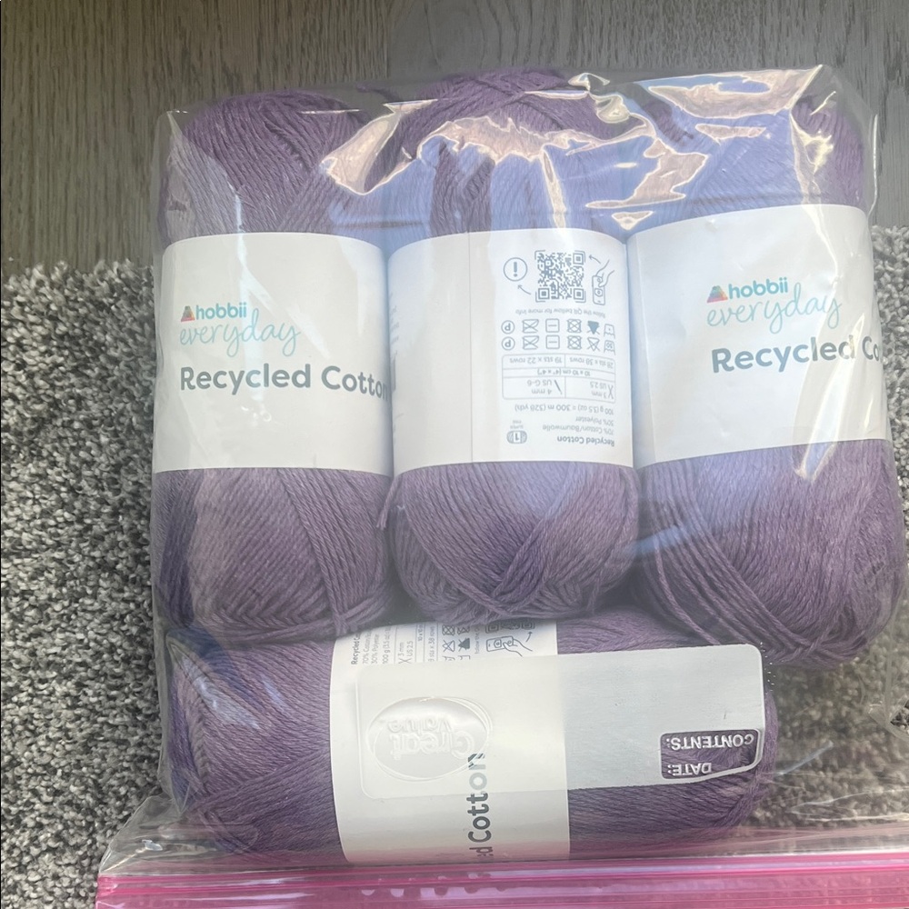 Hobbii Yarn Bundle 4 Skeins Everyday Recycled Cotton Yarn - Purple knit crochet